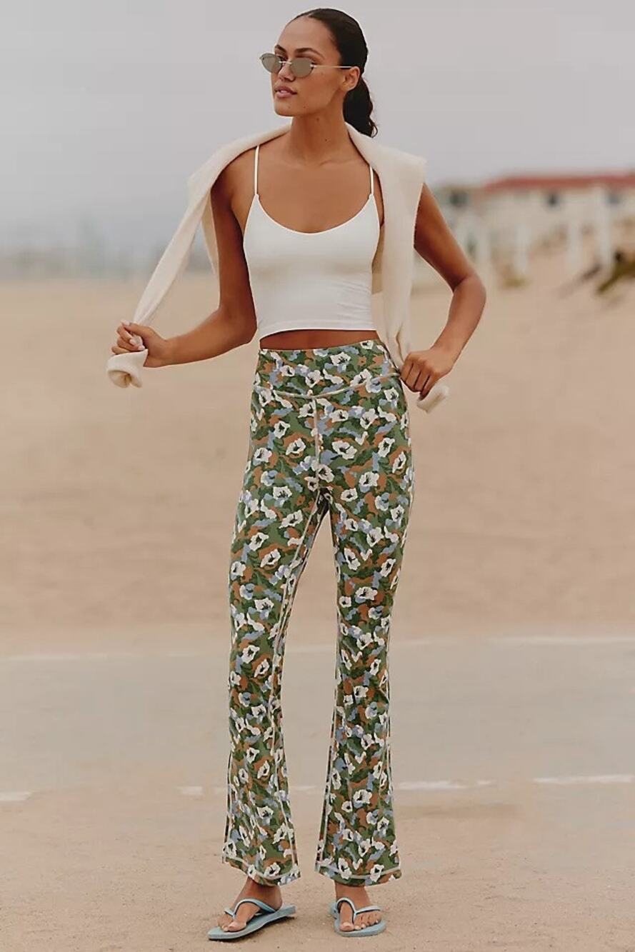 NWT Anthropologie Daily Practice Flare Leggings Pants Floral Camo Green Small